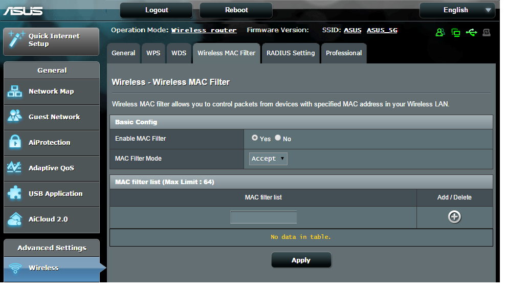 4.1.4 Bezdrátový filtr MAC Bezdrátový filtr MAC umožňuje kontrolovat pakety přenášené na určenou adresu MAC (Media Access Control) ve vaší bezdrátové síti.