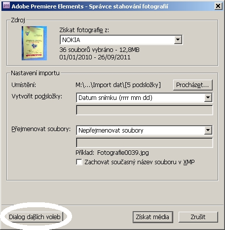 Kapitola 2: Nabírání a import materiálu 20 Nokia, který obsahuje 36 fotografií.