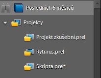 Příslušný soubor lze přetažením do časové osy zařadit do daného projektu a objeví se tak v záložce Projekt.