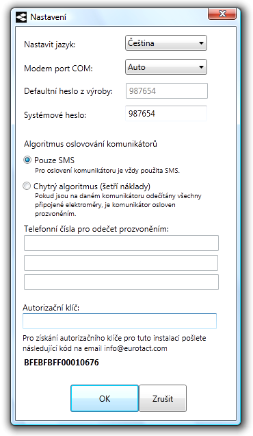 2.5 Autorizace aplikace Po instalaci funguje aplikace pouze s jedním komunikátorem 485COM a to bez omezení (vhodné pro testovací účely).