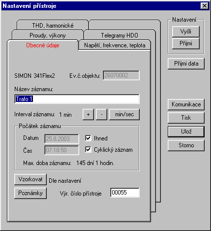 Ve skupině Parametry HDO lze nastavit meze pro rozlišení řádných a chybných telegramů HDO ( viz popis zobrazení telegramu HDO).