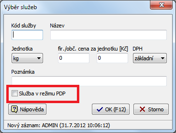 Hlavní tabulka v číselníku odpadů obsahuje na pravé straně sloupeček PDP kód, ve kterém je u odpadů, na které se vztahuje režim PDP, zobrazen číselný kód harmonizovaného systému, anebo text