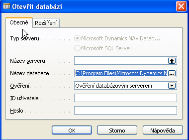 Připojení databáze / Database connection (pokud se automaticky nepřipojila)/ if not automatically connected) Z menu soubor na horní liště Otevřít DB a