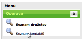 4.2 Vyhledání kontaktu na osobu Obrázek 37: Odkaz na kontakt v levém menu V levém menu klikněte na položku Seznam kontaktů (obr. 37).