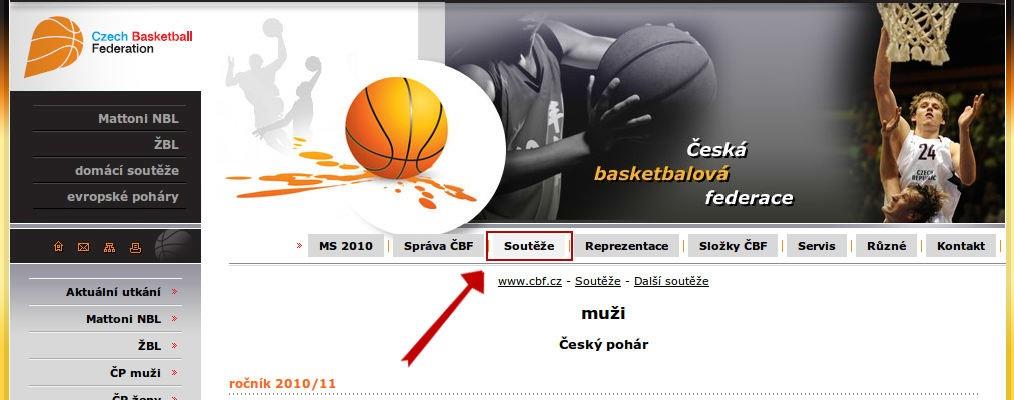 6 Nalezení dalších důležitých informací Následující kapitola se věnuje hledání důležitých informací na veřejně přístupných stránkách České basketbalové federace.