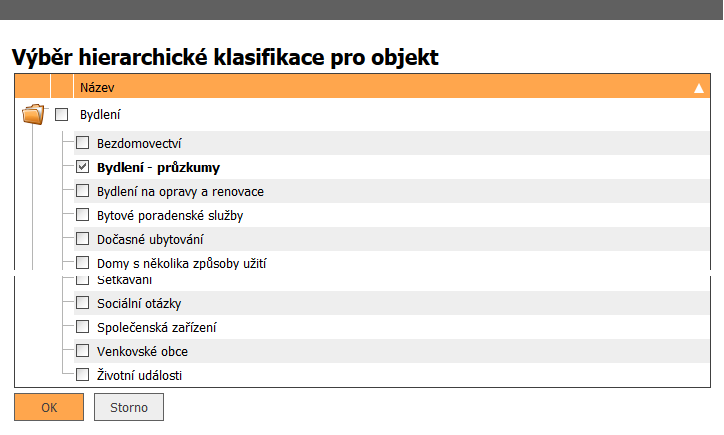 1 Obrazovka Detail ISVS záložka Klasifikace Obrazovka zobrazí seznam atributů ISVS, u kterých lze nastavit příznak "neveřejný".