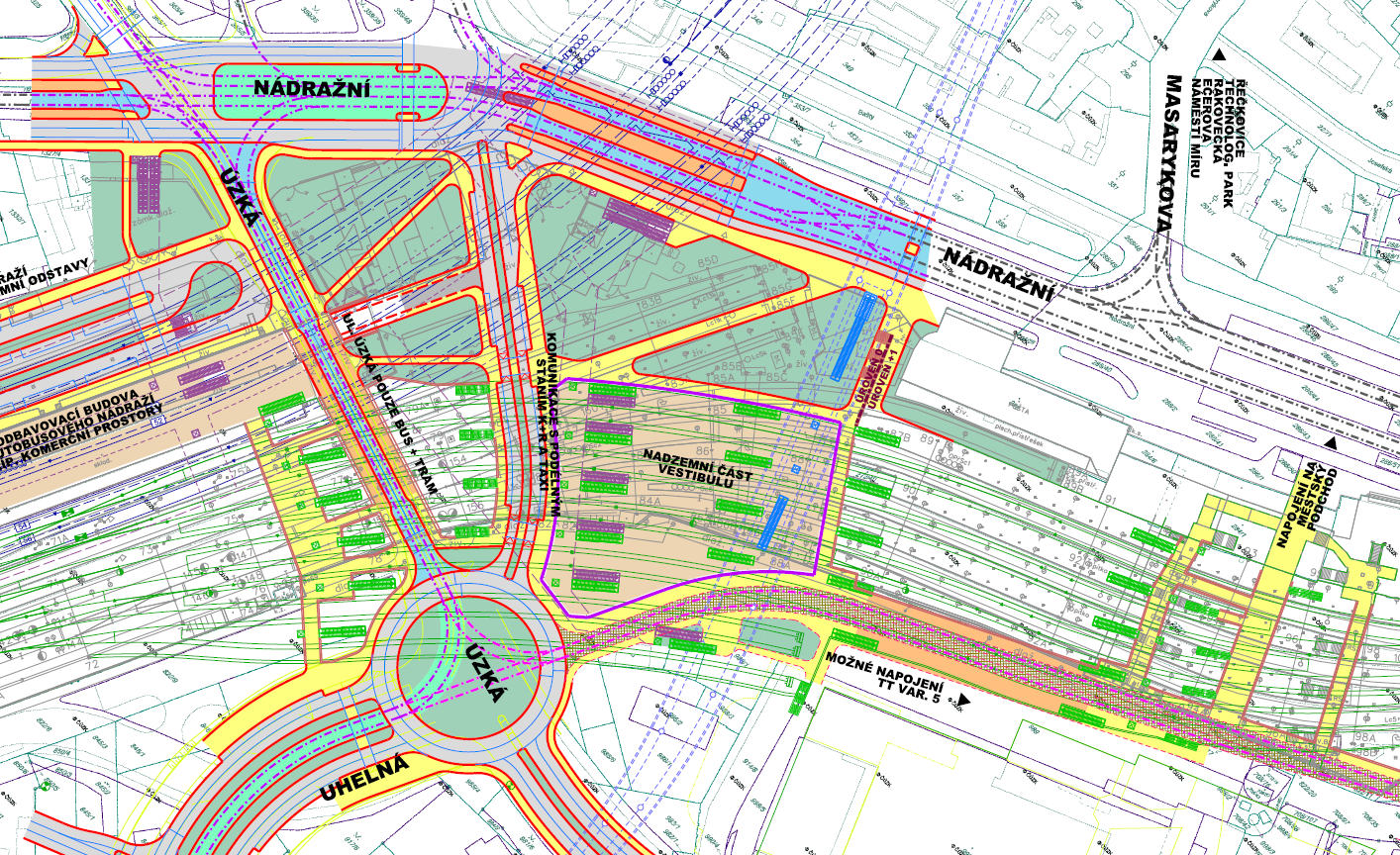 Obr.29 Varianta B přestupní uzel Napojení RS Brno Vranovice Trať RS Brno Vranovice je zapojena na západní straně do břeclavského zhlaví žst. Modřice, která je pro průchod tratě RS upravena.