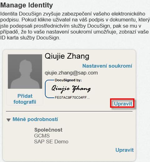 6. Upload a Scanned or Photographed Signature (Nahrát naskenovaný nebo vyfocený podpis) (Pouze pro signatáře s licencí DocuSign nebo účtem signatáře) a.