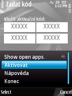U Ž I V A T E L S K Á P Ř Í R U Č K A 5. Kód vloţte do čtyř polí. Aktivační kód se skládá ze znakŧ latinské abecedy a číslic. Kód nerozlišuje velká a malá písmena.