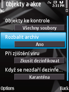 A P L I K A C E K A S P E R S K Y M O B I L E S E C U R I T Y 9.0 P R O O P E R A Č N Í S Y S T É M S Y M B I A N 3. V nastavení Rozbalit archiv vyberte hodnotu Ne (viz obrázek dole).