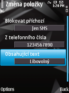 A P L I K A C E K A S P E R S K Y M O B I L E S E C U R I T Y 9.0 P R O O P E R A Č N Í S Y S T É M S Y M B I A N Obsahující text: klíčová slova/fráze, které u SMS poukazují na nevyţádanou poštu.