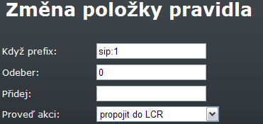 Šetřící automat LCR je nutné nastavit i v nastavení VoIP modulu z webového rozhraní.