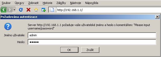 Základní nastavení brány Před samotným nastavením brány je nutné ve vlastnostech síťového připojení nastavit IP adresy dle následujícího