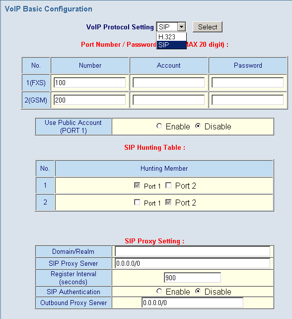 Brána podporuje protokoly H.323 a SIP. My se budeme soustředit na českými VoIP operátory používaný protokol SIP.