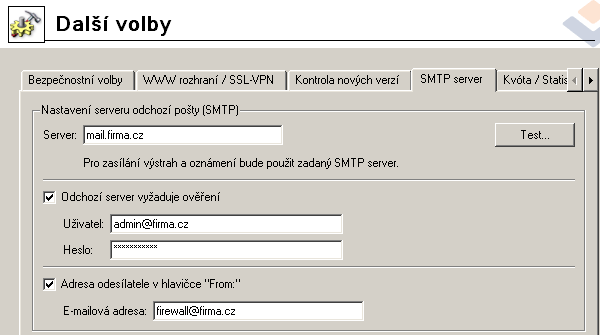 15.4. Nastavení serveru odchozí pošty Obrázek 15.