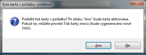 Poté proběhne tisk karty na tiskárně a systém se