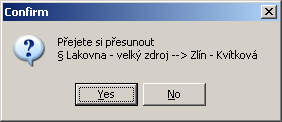 Poté za současného držení levého tlačítka myši se vybraná úroveň přesune na novou pozici a levé tlačítko se uvolní. Program se poté dotáže zda má být tato úprava přijata.