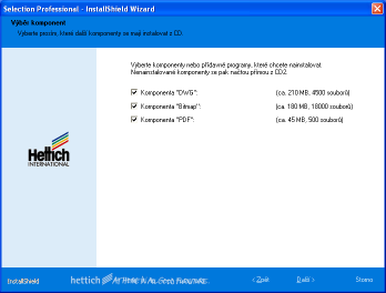1.10 Výběr komponent V následujícím dialogu se provádí výběr, které komponenty se mají nainstalovat.