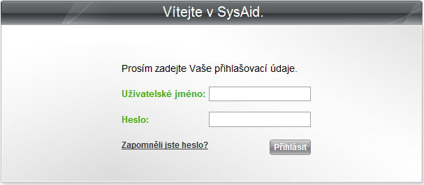 Obr. 1 Přihlašovací stránka systému Algotech HelpDesk Po zadání správného jména a hesla se