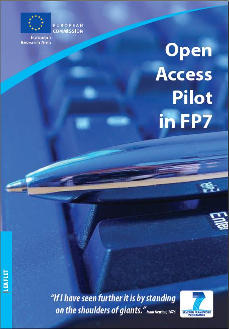 Open Access Pilot in FP7 zahájen v srpnu 2008 zhruba 20 % rozpočtu FP7 tematické oblasti: energetika, životní prostředí, zdraví, část ICT,