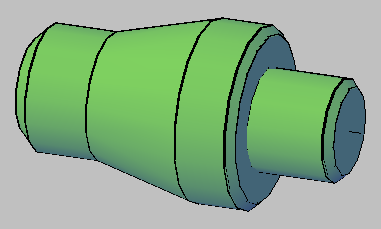 TVORBA 3D: Ze zobrazení opět ponechte pouze horní polovinu obrysu a osu. Příkazem křivka (na obr. zeleně) vytvořte znovu část obrysu.
