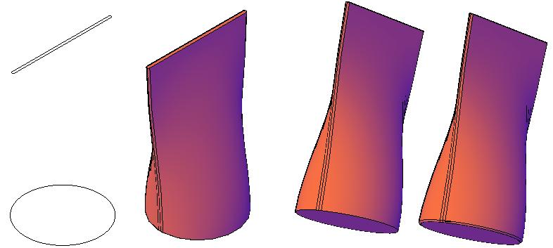 PŘÍKLAD 63 ŠABLONOVÁNÍ Vytvořte model tuby podle zadání na obrázku. Tvar tělesa se vytvoří z průřezů příkazem Šablonování, který je umístěn na panelu Modelování.