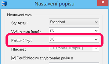 Hromadný popis prvků Oprava správné používání nastaveného faktoru šířky písma. Informace o prvku Oprava zdvojování vybraných prvků.