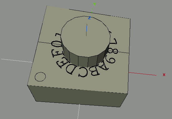 otočíme o 90 pomocí.otočit (Rotate). Podle osy X o 90 zadáno tabulátorem. Pomocí absolute commands/.scale. změníme rozměr na 1x1 mm.