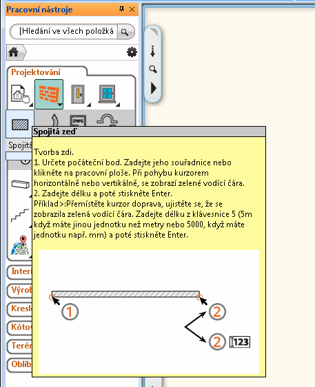 10 ARCHline.XP 2015 Základy kreslení 1.1.4. Nápověda Vestavěná nápověda programu Software obsahuje vestavěnou nápovědu, která obsahuje referenční příručku, tedy popis všech funkcí a nástrojů.