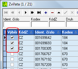 6.3. Výběr záznamů, filtr Program umožňuje provádět některé hromadné operace pro vybranou skupinu zvířat (např. zařazení do stáda, vyřazení ze stáda, krátkodobé vyloučení zvířat z pastvy, apod.).