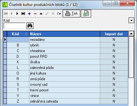 produkčních bloků v programu Evidence pastvy (platnost, výměra, pasení,...), pouze se aktualizuje položka "pásmo u vody [ha]" v záložce "Dotační tituly" bloku.