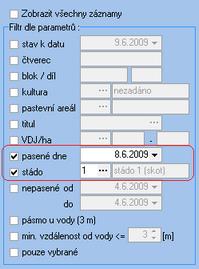 Automaticky se zobrazí pouze ty bloky, pro které platí všechny nastavené podmínky současně (logický AND).