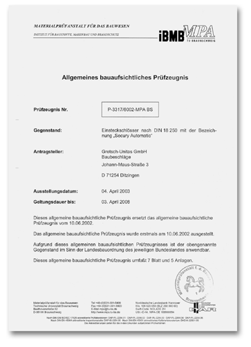 G.U-SECURY Automatic s panikovou funkcí/požárně odolné Inovace pro zabezpečení únikových cest Zamezení přístupu zvenku pro nepovolané a v případě potřeby vždy volná úniková cesta.