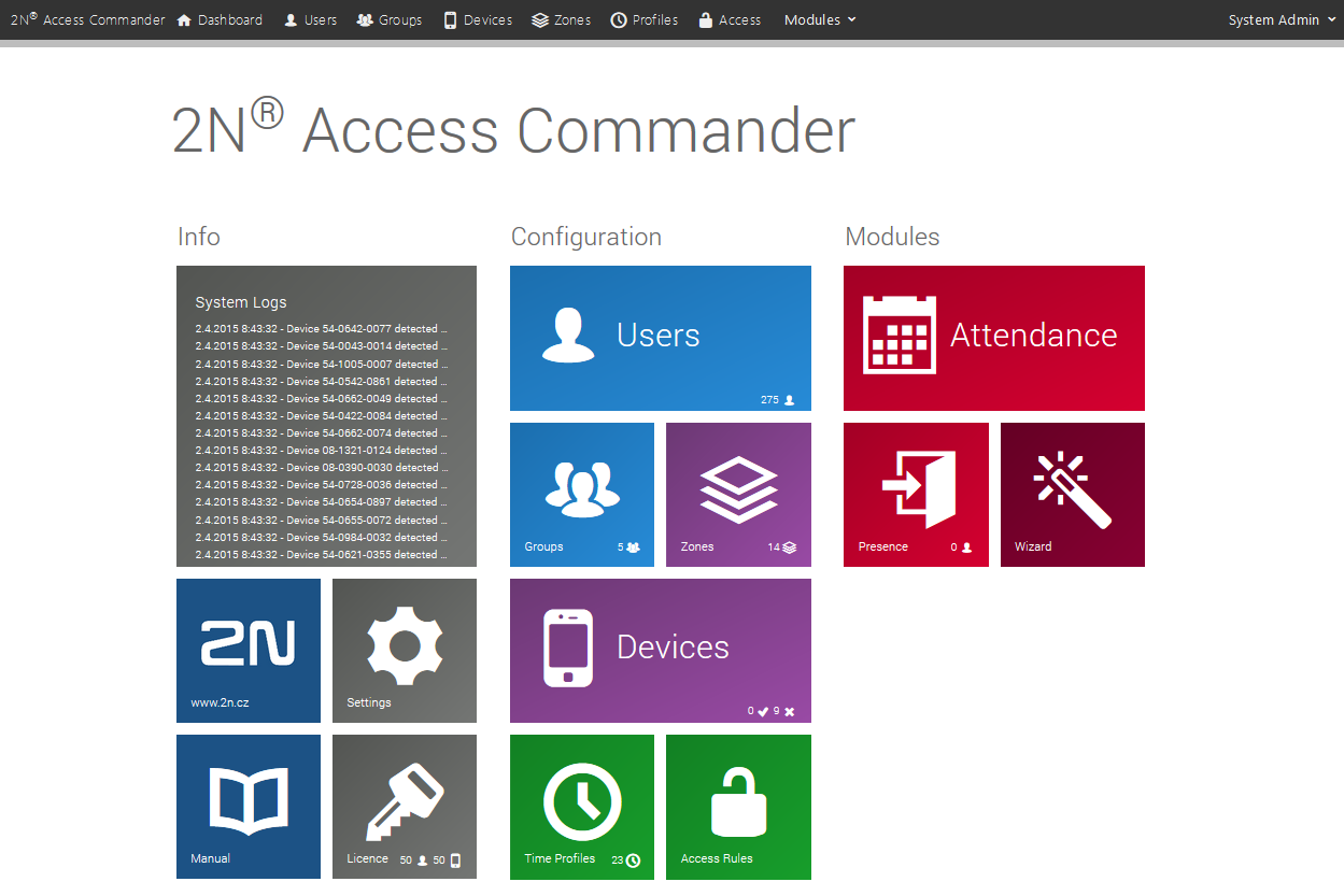 2N Access Commander Management přístupových