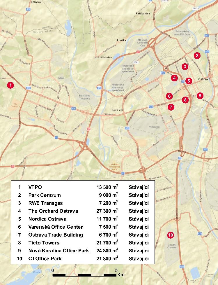 V prvním pololetí 2015 byly dokončeny dvě kancelářské budovy ve Vědecko-technologickém parku Ostrava; Budova VIVA (2 100 m 2 ) a budova TRIDENT (2 600 m 2 ).