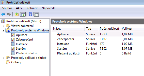 Řešení: 1. Informace Prohlížeče Událostí 1.1. Prohlížeč událostí podívejte se na souhrn událostí v PC. 1.1.1. Existuje několik způsobů, jak vyvolat Prohlížeč událostí, tím nejjednodušším je zadat ho do vyhledávání lišty Start.