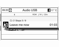 Informační systém 151 CD 400 Pod krytem středové konzole se nachází zásuvka USB pro připojení externích zdrojů zvukového signálu. Poznámky Tato zásuvka se musí udržovat čistá a suchá.