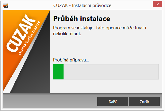 Pokud se jedná o první instalaci systému CUZAK, tak na cílovém zařízení není ještě vytvořen požadovaný adresář.