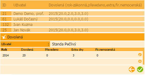 nastavení aplikace KROK 3b Zadání dovolené ke každému pracovníkovi je nutné přiřadit nárok na jeho dovolenou pro daný rok. Obr.