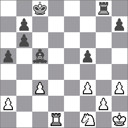 28.Df5+ Kf7 29.Dxh5+ Kg8 30.Dxc5 De5 31.Se3 a6 32.a4 Vfe8 33.axb5 axb5 34.Dxe5 Vxe5 35.Va6 Vc8 36.Jg4 Ve7 37.Sc5 Vee8 38.Je3 Sf8 39.Sd4 Kf7 40.h5 Se7 41.Sb3+ Kf8 42.Jf5 Skvělá partie!