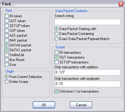 Obrázek 9: Okno nastavení filtru Dialog Settings Filter Settings... lze vyvolat také kliknutím na titulek sloupce Addr nebo Endpoint.