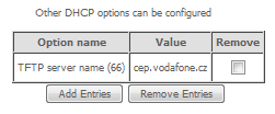 Sloupec Popis Default gateway Defaultní brána pro DHCP klienta. Primary DNS Primární DNS pro DHCP klienta. Secondary DNS Sekundární DNS pro DHCP klienta.