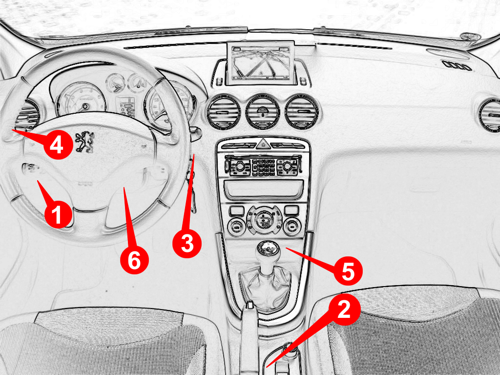Propojení počítače s diagnostikovaným vozem 6.3 Poloha diagnostické zásuvky v automobilu - Koncern PSA. Níže pod ochranným krytem u levého kolena řidiče 2. Pod dnem v přihrádce pod loketní opěrkou 3.