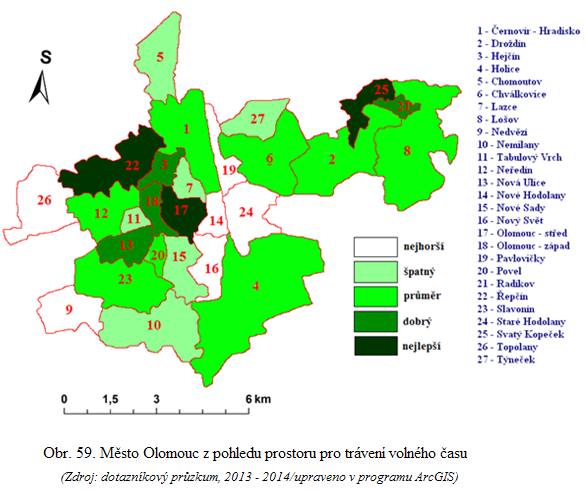 Nová Ulice prostor pro trávení volného času Lidé zapojení do výzkumu v lokalitě Nová Ulice, měli také v rámci dotazníkového šetření zhodnotit jednotlivé městské části Olomouce, z hlediska vhodných