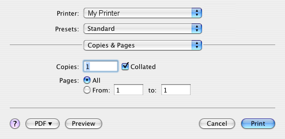 Možnosti tisku Kopie a stránky Copies (Kopie) Tato možnost umožňuje zadat požadovaný počet kopií k tisku.