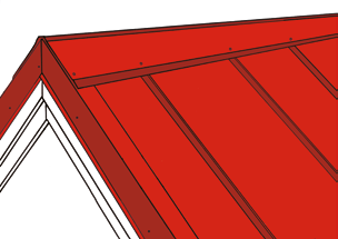 Místo ohybu a střihu si naznačíme na střeše. Délka ohybu by měla být 30 mm (stejná výška jako přednastavený falc). Střešní šablonu seřízněte podle vyznačené čáry.
