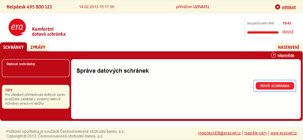 Komfortní datové schránky Služba Komfortní datové schránky (dále jen KDS) umožňuje klientům ČSOB a Ery komfortní práci s datovými zprávami z prostředí IB/BB bez nutnosti vstupovat do ISDS.