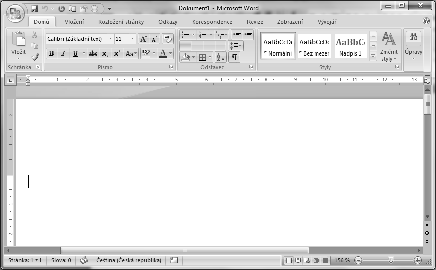 nebo pomocí klávesy Alt + podtržené písmeno položky. Pomocí tohoto menu lze vykonávat všechny funkce a příkazy textového editoru Microsoft Word.