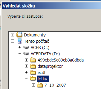 Práce se soubory 9. Vytvoření zástupce složky: 1. krok - pravým tlačítkem na ploše zobrazte místní nabídku Nový - Zástupce 2.