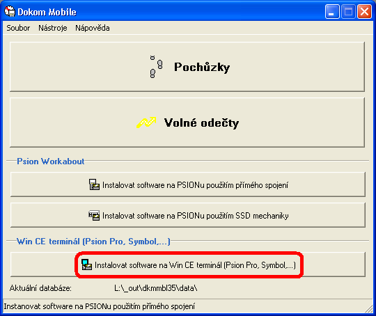 14 1.3 Dokom Mobile 3.5 Krok 3. Instalace Dokom Mobile na kapesní počítač Instalace Dokom Mobile na Workabout Pro 1. Spusťte program Dokom Mobile na Vašem PC. 2.